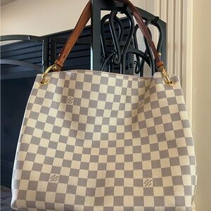 Louis Vuitton Checkered Shoulder Bag - Brown and Cream